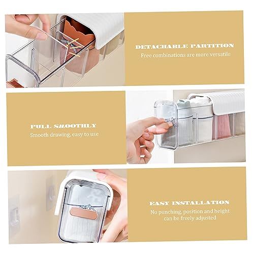 Punch-Free Wall Hanging Sock Underwear Organizer, 3-in-1 Divided Storage Container for Wardrobe