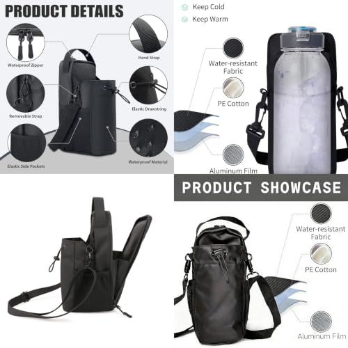 Strong Magnetic Water Bottle Holder Bag, Large Capacity Crossbody Sling Bag, Gym Storage Pouch for Phone & Keys