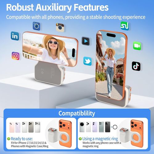 Magnetic Phone Camera Grip for iPhone & Android with Bluetooth Shutter