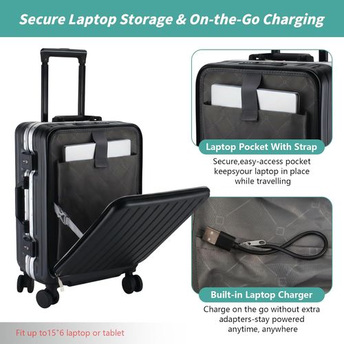 24 Inch PC Hard Shell Luggage, Aluminum Frame Travel Suitcase for Men Women & Students