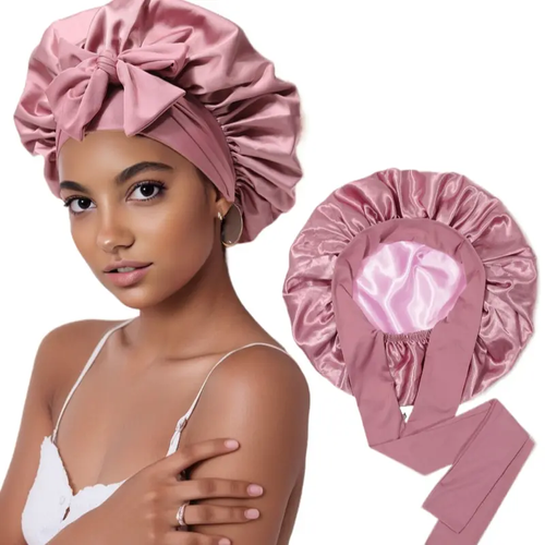 Satin Bonnet, Silk Bonnet for Sleeping, Silk Sleep Cap, Double Layer Hair Bonnet Elastic Tie Band For Women