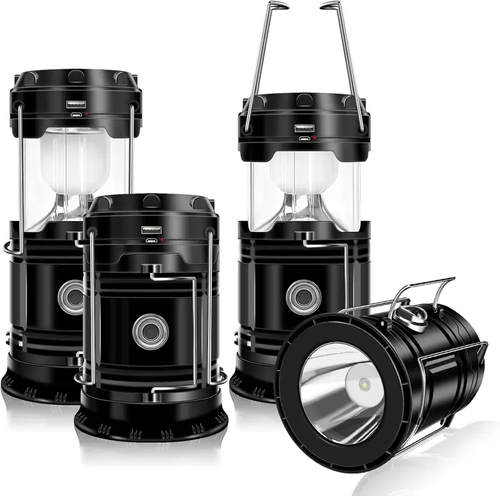 Solar Camping Lantern 2-Pack - Rechargeable LED Lights