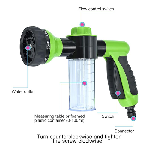 3 in 1 Multi-use Foam Water Spray Gun （green）