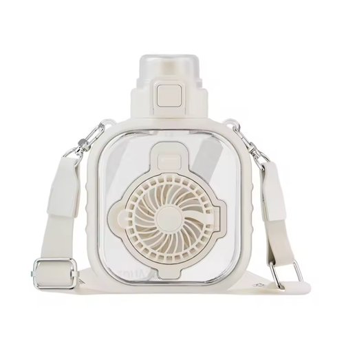 980ml Tritan Water Bottle with Detachable Mini Fan, Dual-Use Straw & Carry Handle