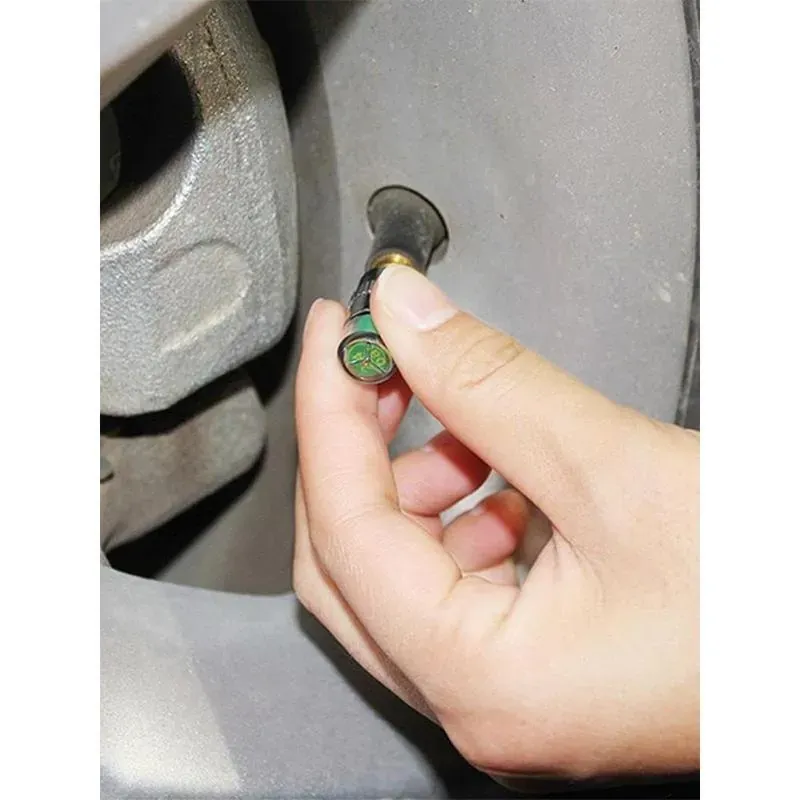 Tire Pressure Monitoring Valve Caps 4Pcs, 3-Color Warning