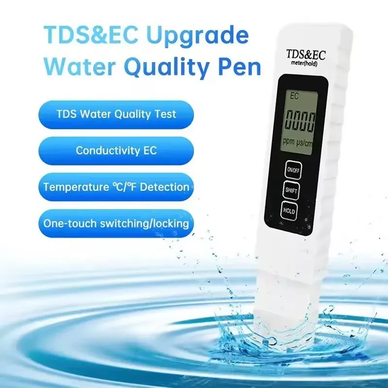 4-in-1 Portable TDS Water Tester, EC Temp Meter 0-9990 PPM for RO System & Pool
