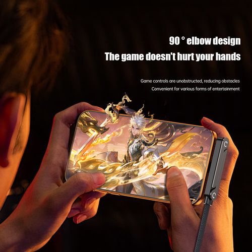 240W Super Fast Charging Cable, Dual Type-C Braided Zinc Alloy Cable, 90° Elbow Design with Stand, for Tablet & Mobile Gaming📱👍