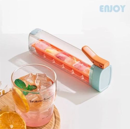 One-Hand Press Ice Cube Tray Food Grade Freezer Ice Mold, Mini Home Ice Maker Box with One-Press Easy Ice Release Function😀
