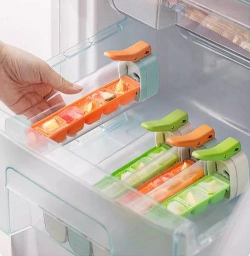 One-Hand Press Ice Cube Tray Food Grade Freezer Ice Mold, Mini Home Ice Maker Box with One-Press Easy Ice Release Function😀