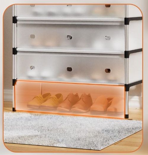 6-Tier Shoe Storage Rack with Flip-Up Frosted Door Panel, Upgraded Reinforced Construction for Durable Use