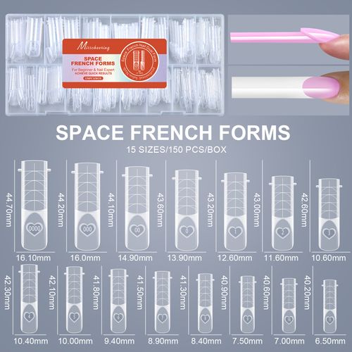 💅Hot Sale Nail Extension Forms, 150PCS Boxed French Nail Molds, Transparent Crystal UV Gel Mold with Scale ✨