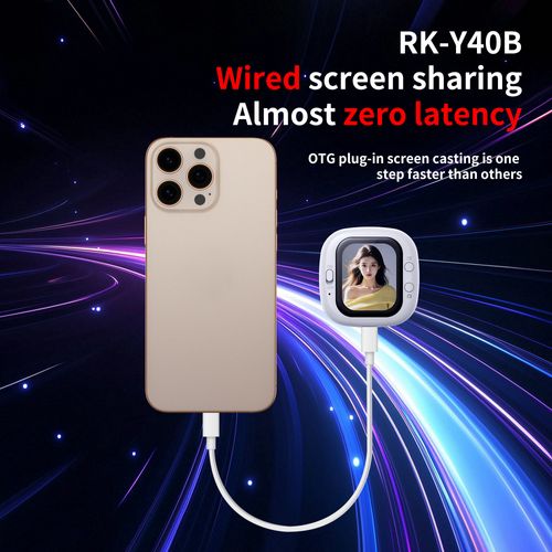 Mini Portable Wired Phone Selfie Screen Mirror, Rear Camera Selfie Display Monitor, Phone Screen Synchronizer with Remote Selfie Control Button, White😀😀😀