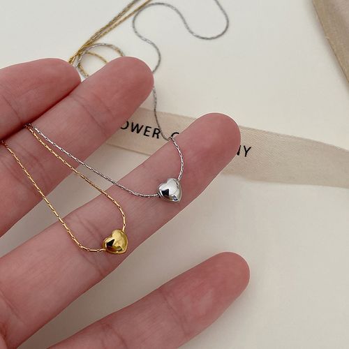 18K Gold Plated Titanium Steel Heart Pendant Necklace - Dainty Minimalist Collar Chain for Women | Trendy Light Luxury Versatile Jewelry
