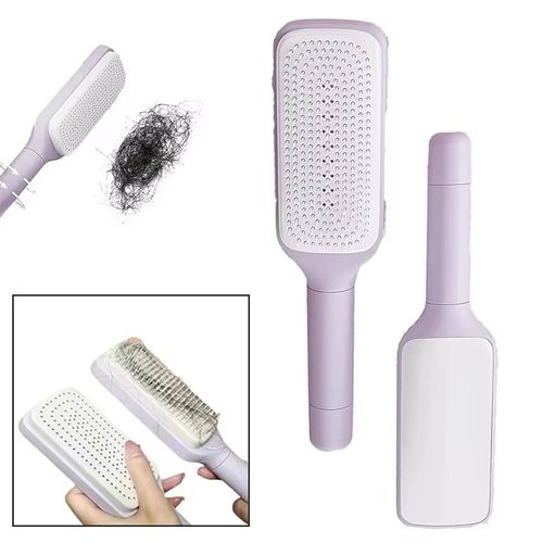🆕Anti-static Air Cushion Massage Hair Brush, Rotating & Retractable, Scalp Care Detangling Comb for Women, Light Purple💜