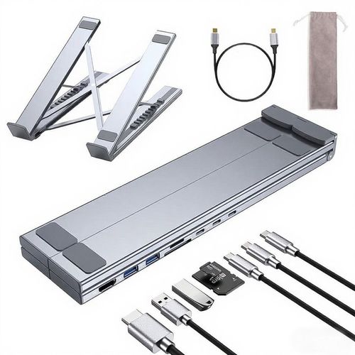 💻Portable 8-in-1 USB Expansion Hub📱Laptop Stand Bracket Universal for Tablet Mobile Phone