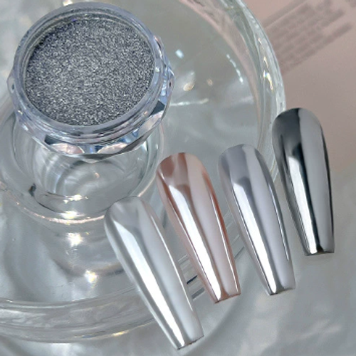 Magic Mirror Nail Powder✨Super Flash High Gloss, Silvery Pearlescent Ultra-Fine Glitter Nail Decor 💅