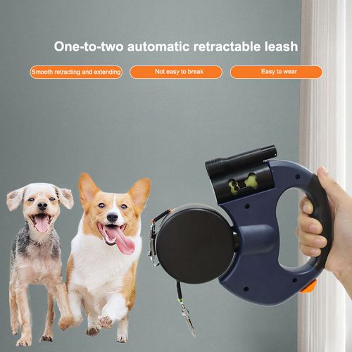 Dual Dog Automatic Retractable Leash, Heavy Duty Adjustable Pet Training Rope, High Strength Tangle-Free Two Dogs Walking Lead🐕🐩