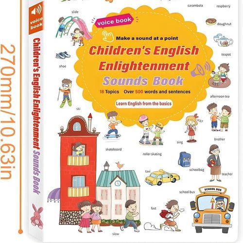 Kids Early Learning Educational Machine, Finger Touch Control Sound Book, Children English Enlightenment Vocabulary Learning Audio Book for Toddlers Early Education📖👍