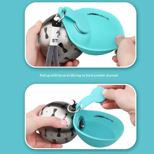 Tiffany Blue 304 Stainless Steel Pet Water Bottle, Foldable Outdoor Portable Travel Drinking Cup for Dogs Cats