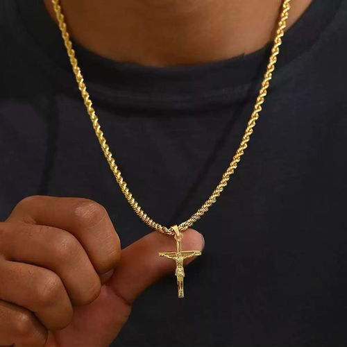 Gold-Plated Cross Pendant Necklace for Men - Tarnish-Resistant, Minimalist & Premium Design | Stylish Daily Accessory