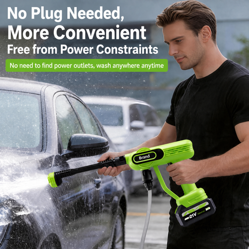💪Copper Core Motor Water Gun💦21V High Pressure, 6-in-1 Sprayer Nozzle, Wireless Lithium Battery Design, Practical Car Cleaning Gadget