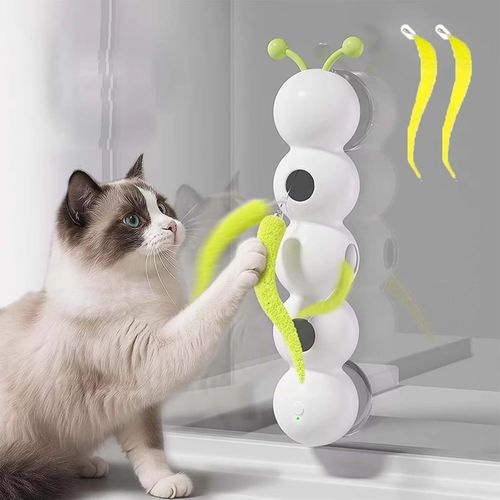 New Electric Interactive Cat Toy, Caterpillar & Feather with Suction Cup, Automatic Self-Play Teaser Wand for Cats🐈🎣