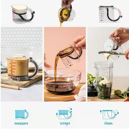 🥇Food Grade Integrated Measuring Cup📏Adjustable Volume Anti-Hanging Wall Household Liquid Cup