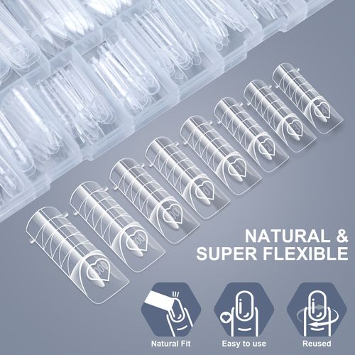 💅Hot Sale Nail Extension Forms, 150PCS Boxed French Nail Molds, Transparent Crystal UV Gel Mold with Scale ✨