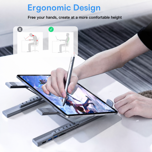 💻Portable 8-in-1 USB Expansion Hub📱Laptop Stand Bracket Universal for Tablet Mobile Phone