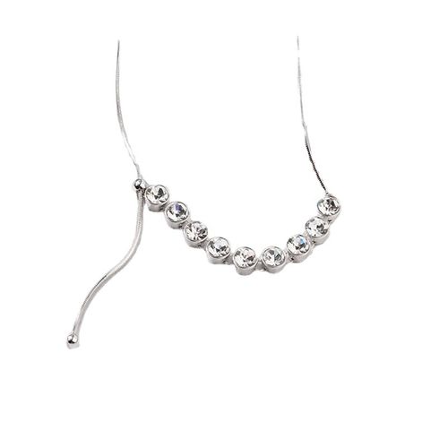 Retractable Silver Crystal Necklace, Light Luxury Minimalist Clavicle Chain, Shiny Elegant Women's Choker✨💎