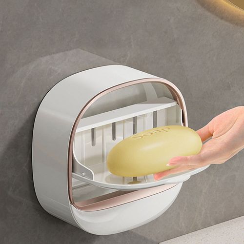 🎄Modern exquisite best-selling wall-mounted soap rack luxury foldable soap storage box with drainage design and adhesive buckle. Buy one get one free, two pieces in total. (Colors are randomly matched)