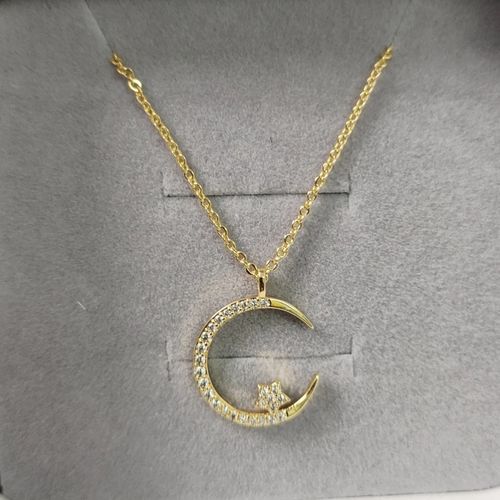 Golden Moon Zircon Necklace - Ultra Sparkling