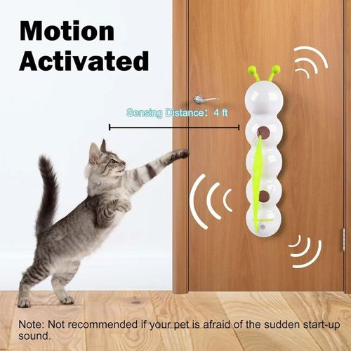 New Electric Interactive Cat Toy, Caterpillar & Feather with Suction Cup, Automatic Self-Play Teaser Wand for Cats🐈🎣