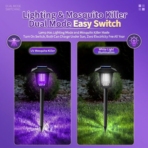 🦟Square Standing Solar Insect Killer Lamp💡2-in-1 Lighting & Mosquito Zapper Waterproof for Yard Villa Camping
