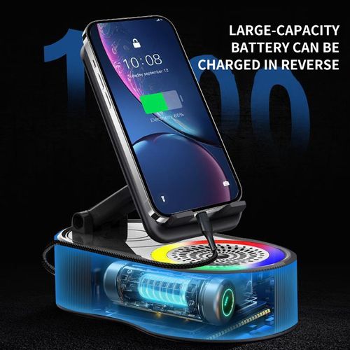 5-in-1 Multifunctional Rotatable Liftable Phone Stand Power Bank Bluetooth Speaker with Built-in Microphone Mini Portable Ambient Light Audio Speaker👍👍👍