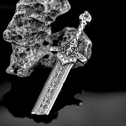 Vintage Hip Hop Double-Sided Broken Sword Pendant - Stainless Steel Men's Necklace