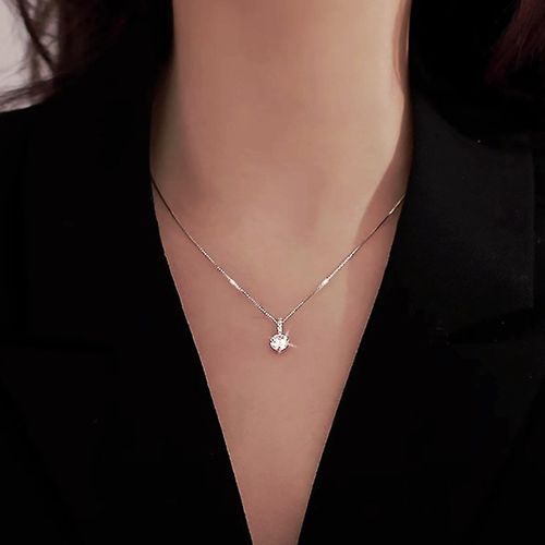 Women's Dainty Minimalist Zircon Pendant Necklace - Sparkly Cold Aesthetic, Unique Dainty Collarbone Chain