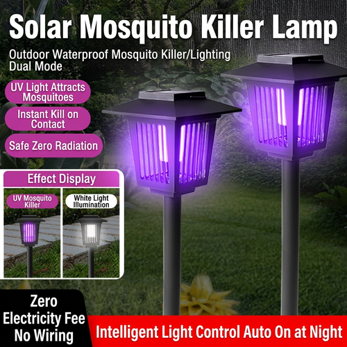 🦟Square Standing Solar Insect Killer Lamp💡2-in-1 Lighting & Mosquito Zapper Waterproof for Yard Villa Camping