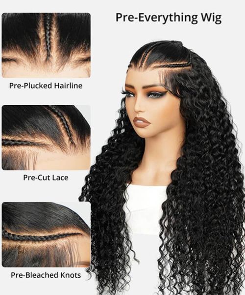 Pre Braided Wig Silky Straight Hair 13x6 Pre Cut Lace Frontal Wig Pre-All Glueless Human Hair Wigs