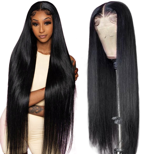 Long straight black wig