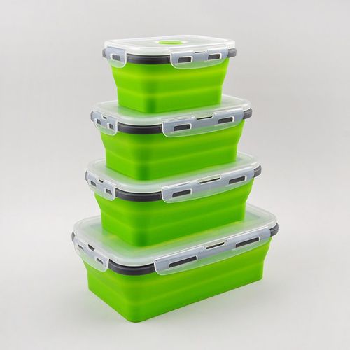 Silicone Pre-Meal Box Foldable Foldable food storage box container with air tight snap top cover