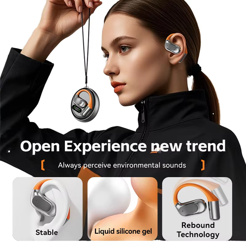 CloudSense V5.4 True Wireless Earbuds with Rotating Ear Hooks for Sports, Featuring Touch Controls and Voice Calling