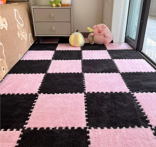 Colorful Baby Play Mat Plush Patchwork Floor Mat Non-slip, Soft, Easy to Clean Machine Washable For Home Use in Any Room