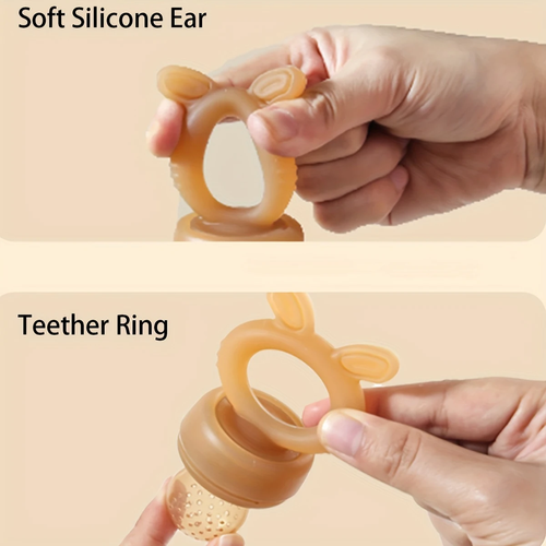 New Silicone Rabbit-ear Fruit Feeder, 2-in-1 Silicone Fresh Food Feeder Teething Tool, Christmas Gift3pcs  3pcs
