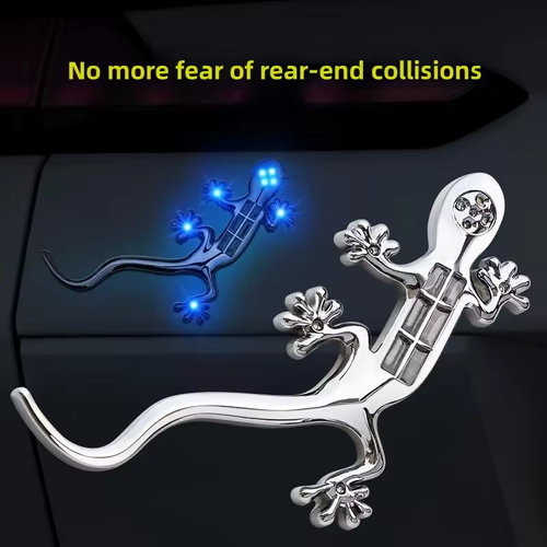 🚗 Solar warning lights for cars and motorcycles, LED flashing anti-rear-end lights for vehicles, car gecko decorative rear sticker