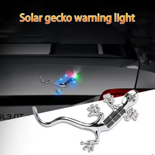 🚗 Solar warning lights for cars and motorcycles, LED flashing anti-rear-end lights for vehicles, car gecko decorative rear sticker