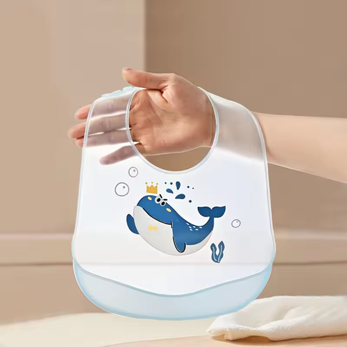 🍼Cartoon Silicone Drool Bib💦Waterproof & Soft｜2-in-1 Feeding & Burp Cloth