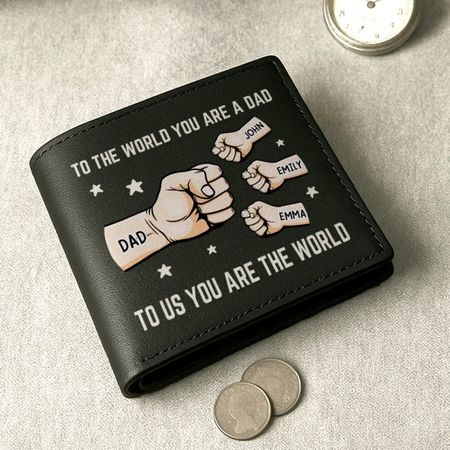 Customizable Father's Day Wallet - You're My World, My Heart