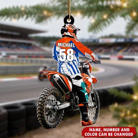 Motocross Racer - Personalized Christmas Acrylic Ornament