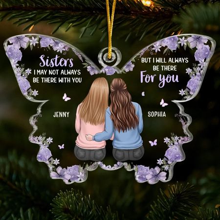 Custom Acrylic Ornament - Personalized Best Friend Christmas Birthday Gifts For Women, Besties, Sisters, BFF - Besties Shine Bright This Christmas
